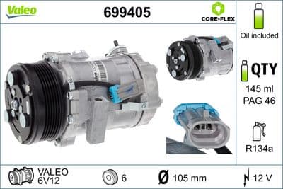 Compresor, aire acondicionado VALEO 699405