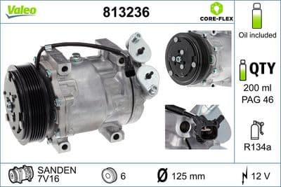 Compresor, aire acondicionado VALEO 813236