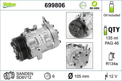 Compresor, aire acondicionado VALEO 699806