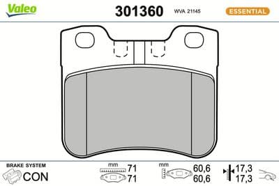Juego de balatas de freno VALEO 301360
