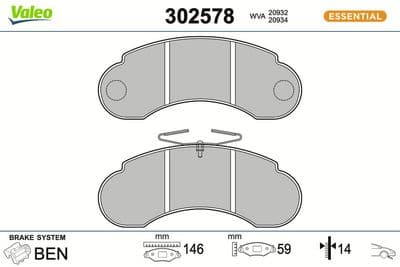 Juego de balatas de freno VALEO 302578