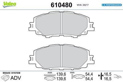 Juego de balatas de freno VALEO 610480