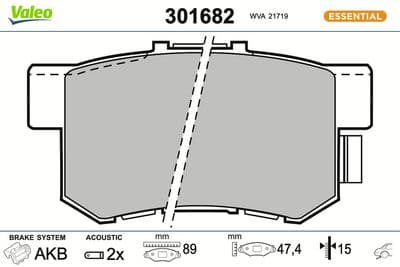 Juego de balatas de freno VALEO 301682
