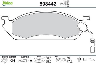 Juego de balatas de freno VALEO 598442