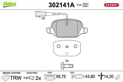 Juego de balatas de freno VALEO 302141A