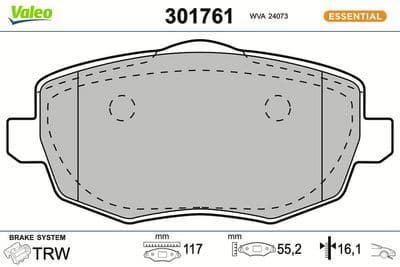 Juego de balatas de freno VALEO 301761