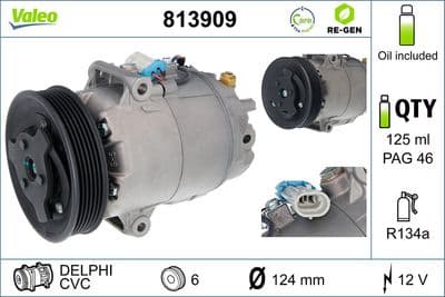 Compresor, aire acondicionado VALEO 813909