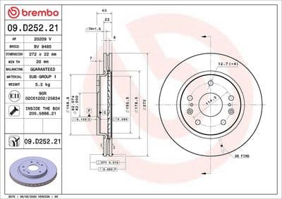 Disco de freno BREMBO 09.D252.21