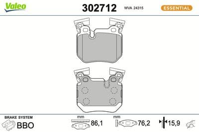 Juego de balatas de freno VALEO 302712