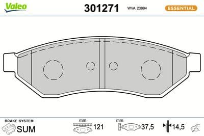 Juego de balatas de freno VALEO 301271