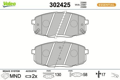 Juego de balatas de freno VALEO 302425