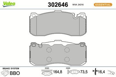 Juego de balatas de freno VALEO 302646