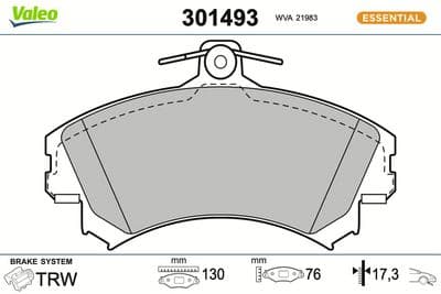 Juego de balatas de freno VALEO 301493