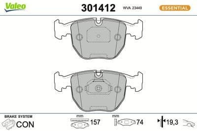 Juego de balatas de freno VALEO 301412