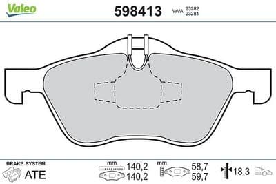 Juego de balatas de freno VALEO 598413