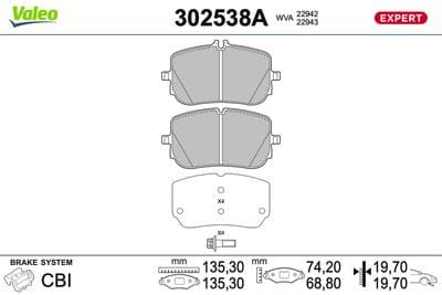 Juego de balatas de freno VALEO 302538A
