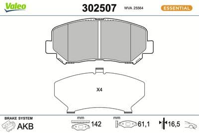 Juego de balatas de freno VALEO 302507