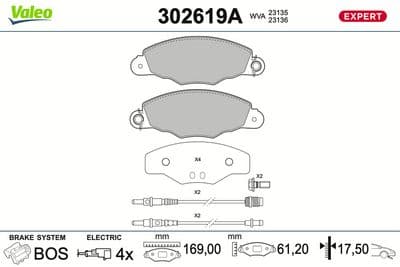 Juego de balatas de freno VALEO 302619A