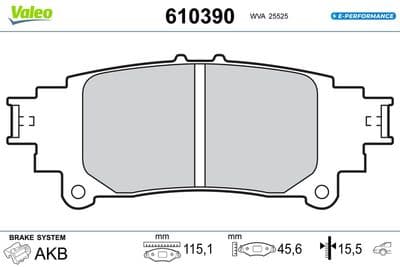 Juego de balatas de freno VALEO 610390