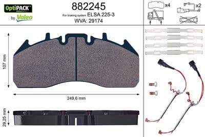 Juego de balatas de freno VALEO 882245