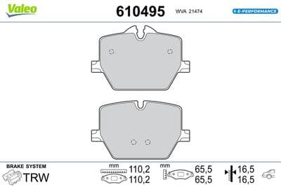 Juego de balatas de freno VALEO 610495
