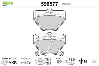 Juego de balatas de freno VALEO 598577