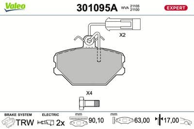 Juego de balatas de freno VALEO 301095A