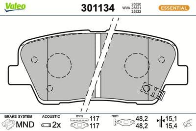 Juego de balatas de freno VALEO 301134