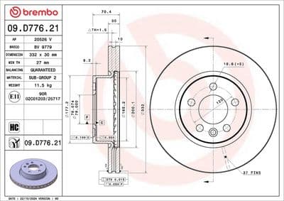 Disco de freno BREMBO 09.D776.21