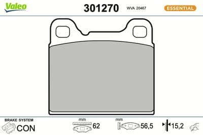 Juego de balatas de freno VALEO 301270