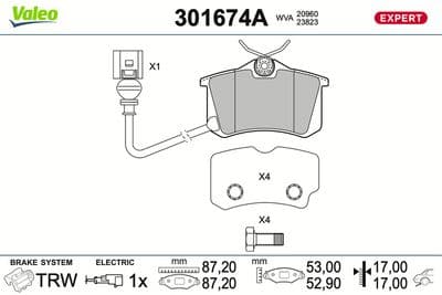 Juego de balatas de freno VALEO 301674A