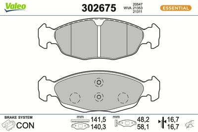 Juego de balatas de freno VALEO 302675