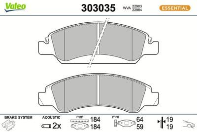 Juego de balatas de freno VALEO 303035