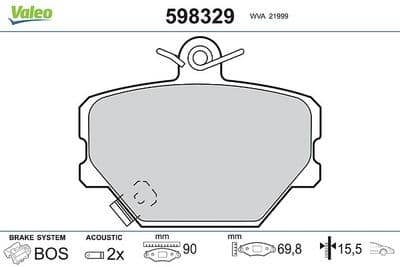 Juego de balatas de freno VALEO 598329