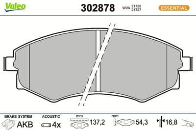 Juego de balatas de freno VALEO 302878