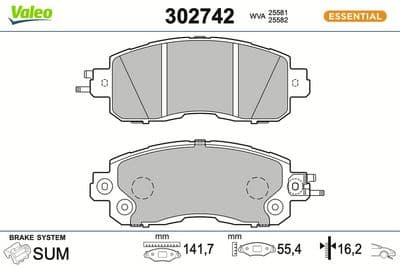 Juego de balatas de freno VALEO 302742