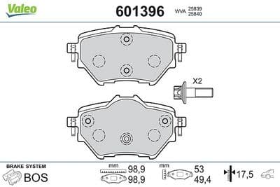 Juego de balatas de freno VALEO 601396