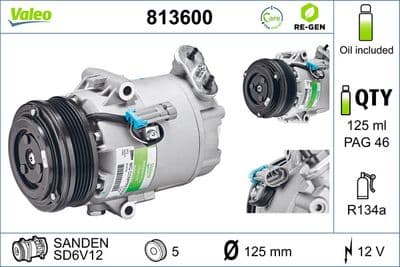 Compresor, aire acondicionado VALEO 813600