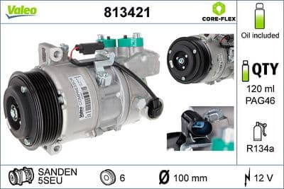 Compresor, aire acondicionado VALEO 813421