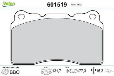 Juego de balatas de freno VALEO 601519