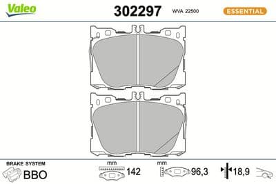 Juego de balatas de freno VALEO 302297