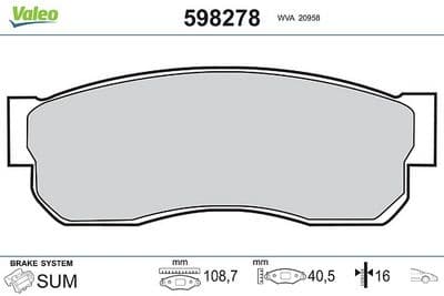Juego de balatas de freno VALEO 598278