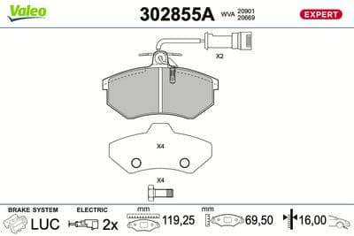 Juego de balatas de freno VALEO 302855A