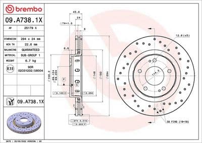 Disco de freno BREMBO 09.A738.1X