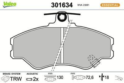 Juego de balatas de freno VALEO 301634