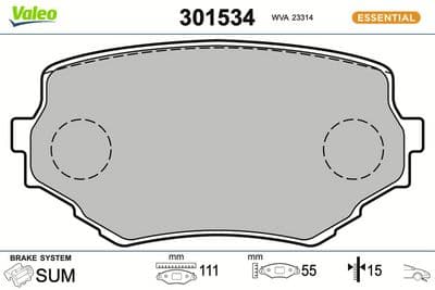 Juego de balatas de freno VALEO 301534