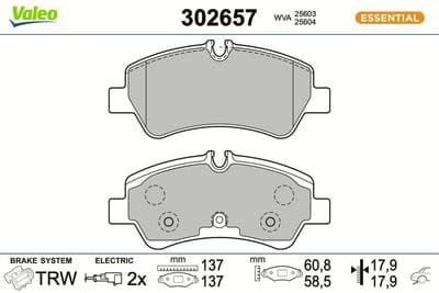 Juego de balatas de freno VALEO 302657