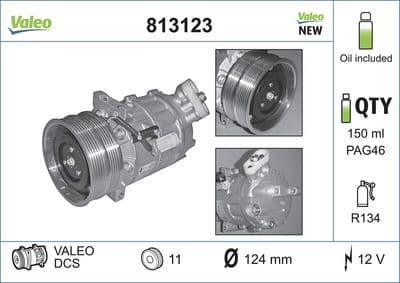 Compresor, aire acondicionado VALEO 813123