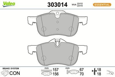 Juego de balatas de freno VALEO 303014