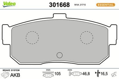 Juego de balatas de freno VALEO 301668